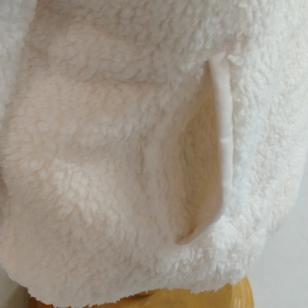 NEW! Men's Faux Shearling Sherpa Half Zip-Up Sweatshirt Pullover, White - Picture 4 of 14